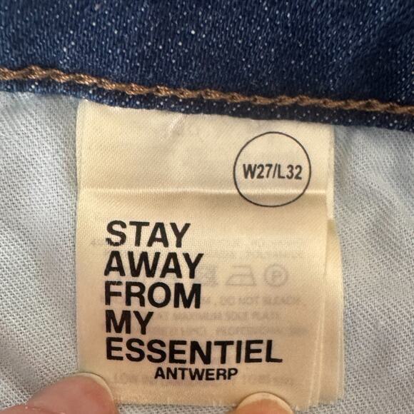 Essentiel Antwerp Cropped Straight Leg Jeans with Ribbon Trim Size 27 Mid-Rise - Picture 5 of 10